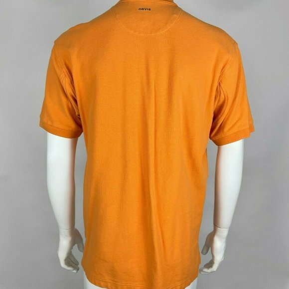 Orvis Signature Polo Shirt Short Sleeve Heavy Cotton Stretch Collared Top Mens L - Picture 3 of 8
